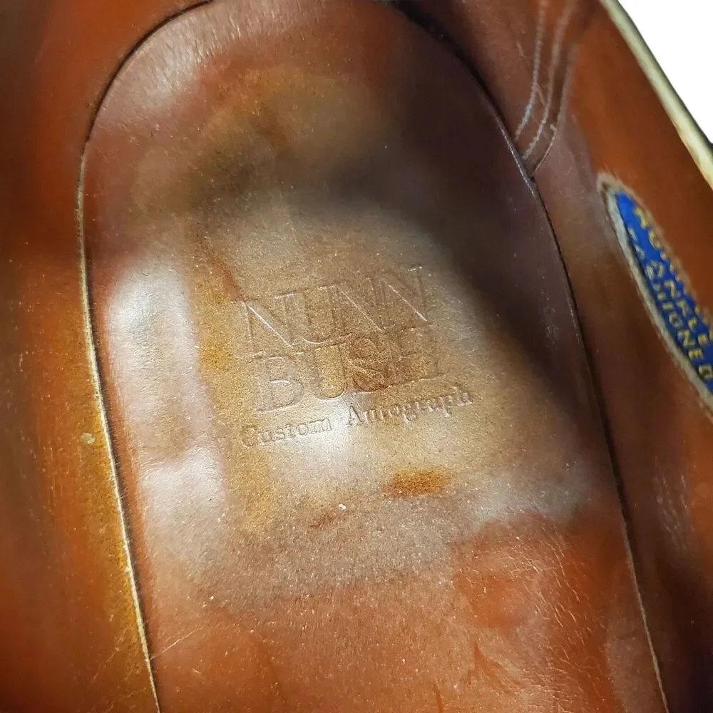 Vintage NUNN BUSH Shoes Mens Size 10 Brown Leather Oxford Wingtip Brogue Casual